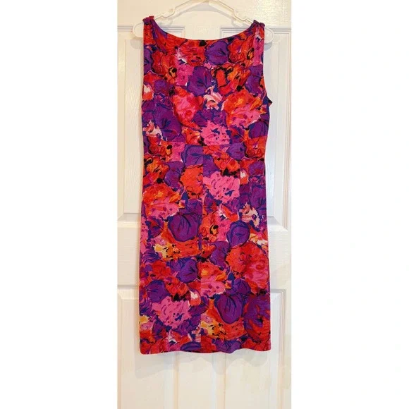 Lauren Ralph Lauren Dress Floral Sleeveless Petite 14P Purple Red Orange - Picture 4 of 4
